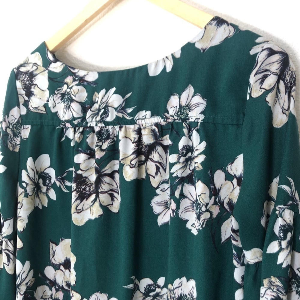 Green Floral Sanctuary Blouse With Bell Sleeves - Picture 7 of 7